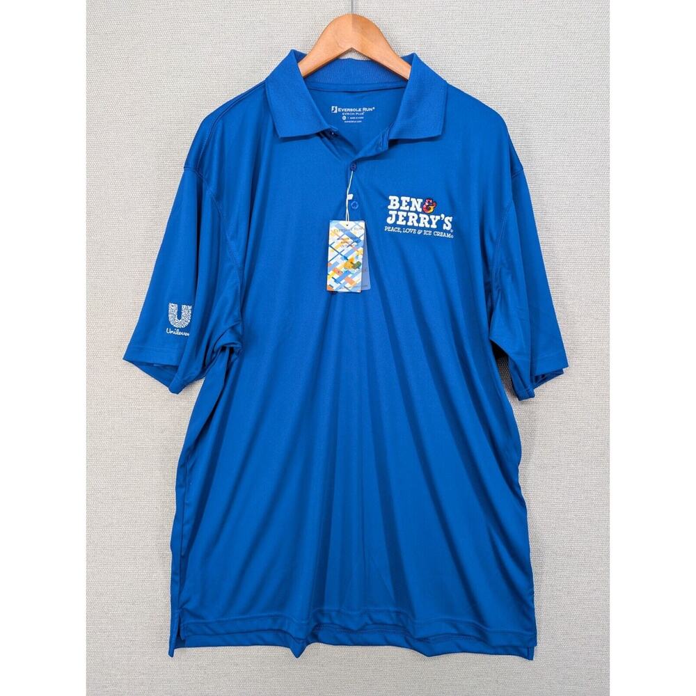 Ben & Jerry's Polo Shirt Size XL Peace Love Ice Cream Eversole Run -0125G121